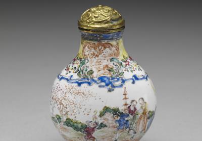 图片[2]-Copper-body painted enamel snuff bottle with a western figural design, Qing dynasty, Jiaqing reign (1796-1820)-China Archive